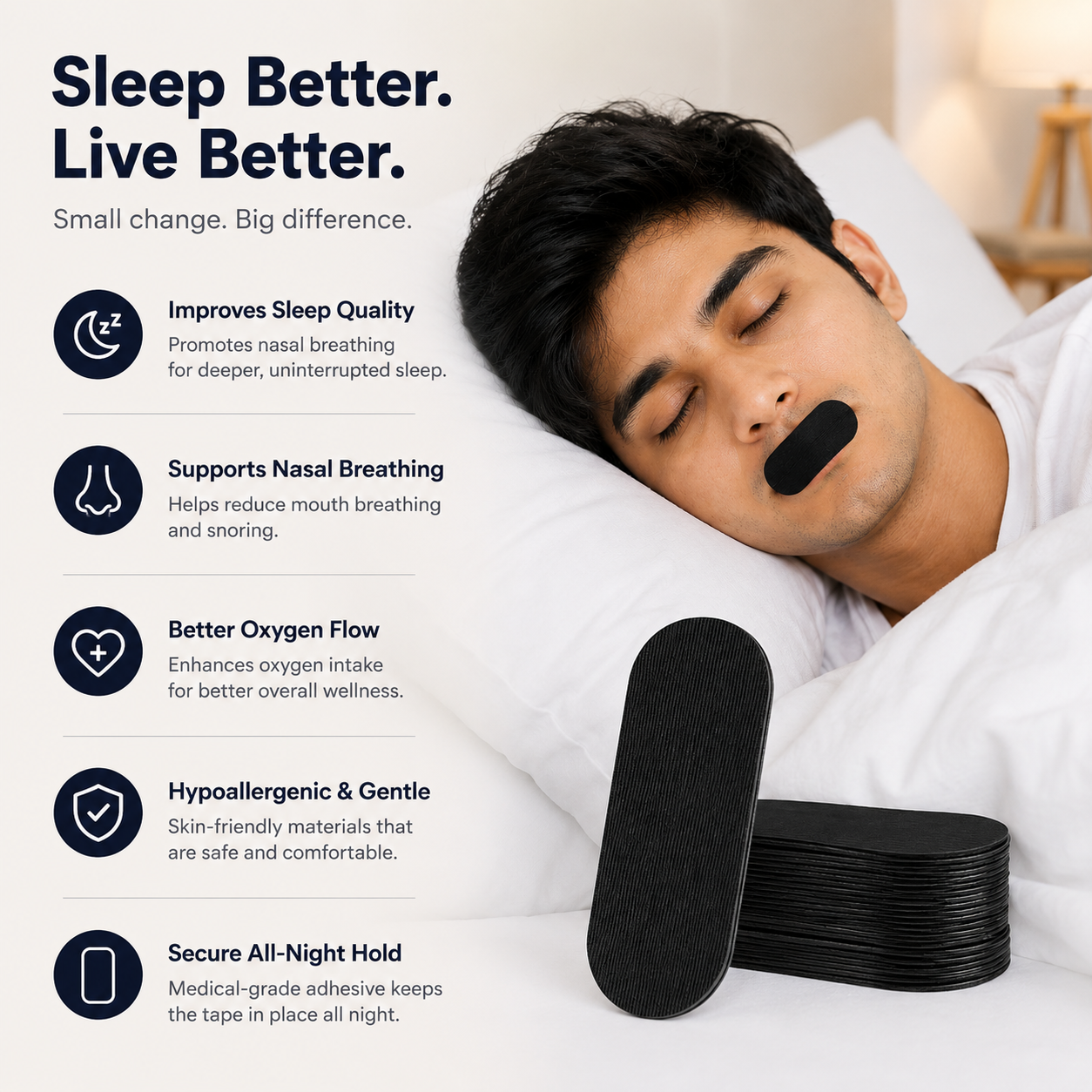 Restora  Sleep Strips – Gentle Mouth Tape for Better Sleep & Nose Breathing
